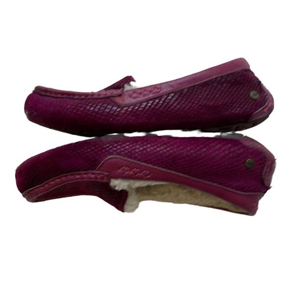 UGG MAGENTA Suede Snakeskin Effect Slip OnMoccasin Slippers Size 7 - Picture 3 of 7